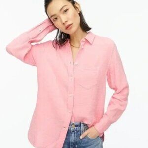 J.Crew Pink Crinkle Gauze Cotton Coastal Granddaughter Button Down Top XS